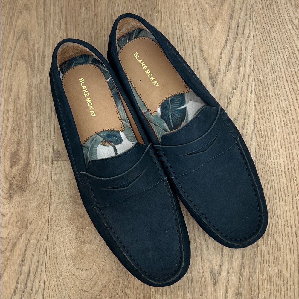 Men’s Blake McKay Navy Suede Loafers Size 10‎ EUC